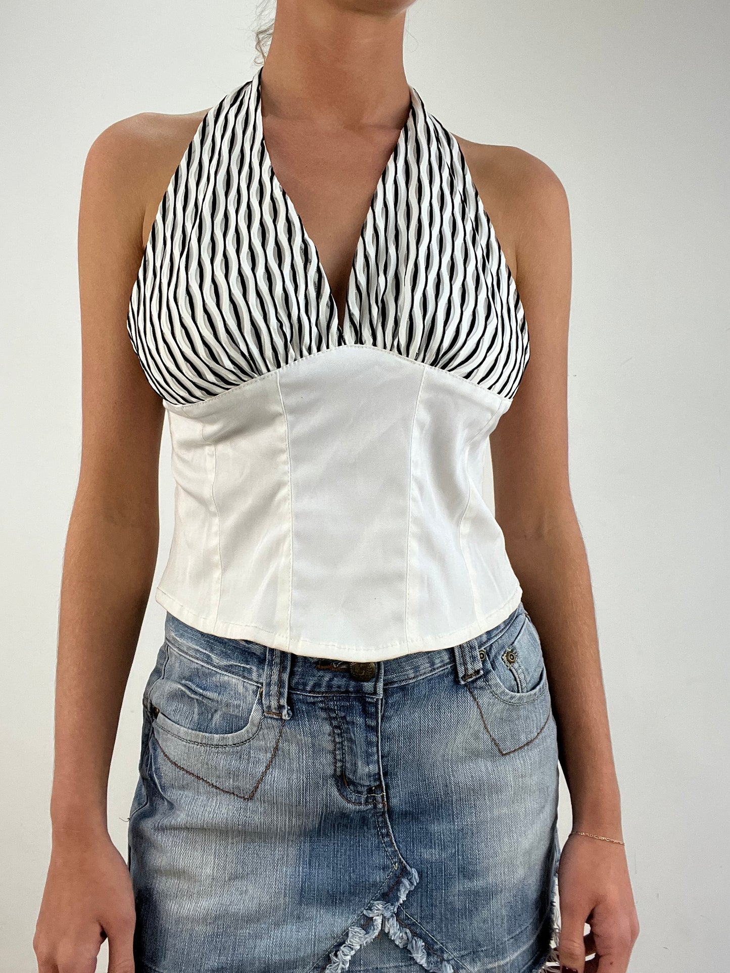 vintage edit fourteen | small black and white halter neck top