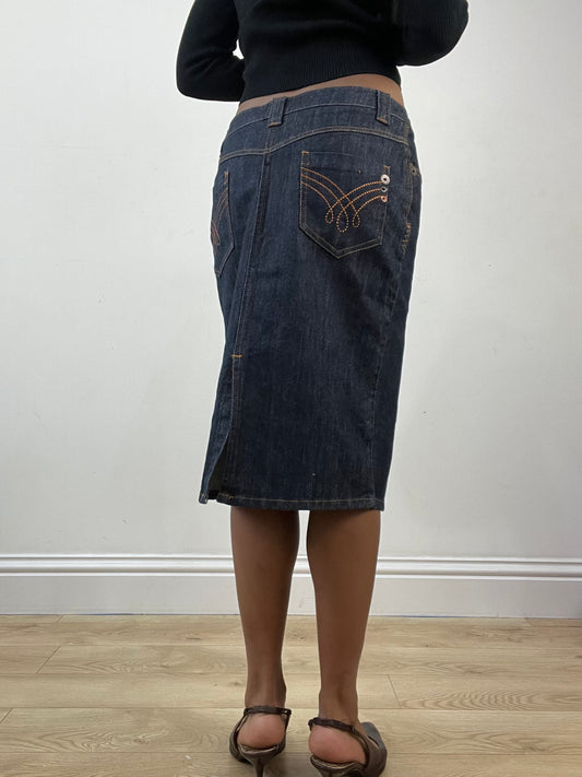 BEST PICKS | Pequeno azul escuro denim midi disque