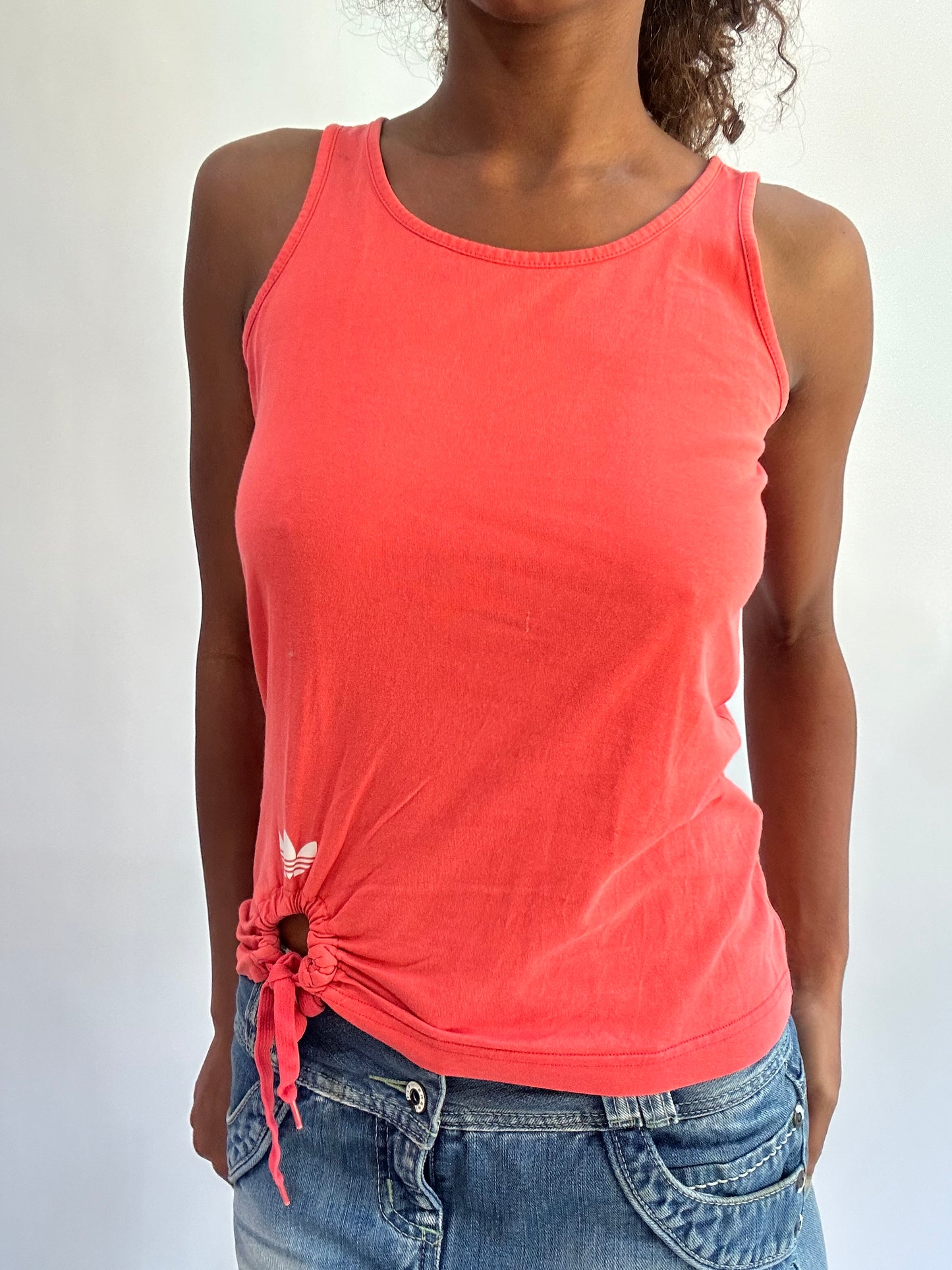 wag drop | small peach orange adidas ruched front top