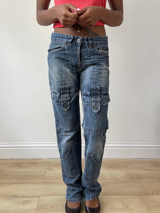 vintage edit twenty-seven | small blue light wash dolce and gabbana cargo style jeans