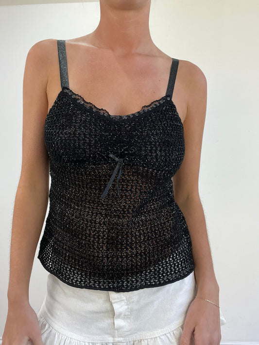 vintage edit thirteen | small black crochet cami