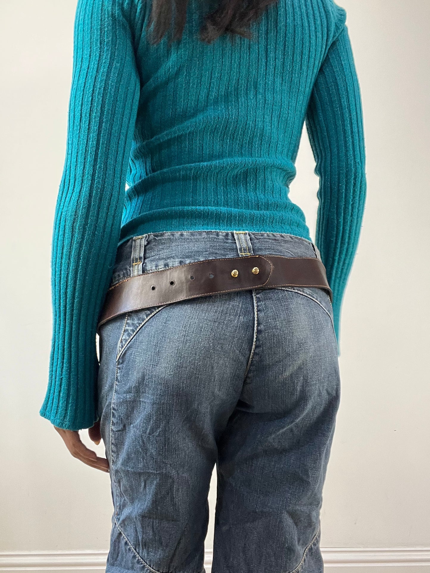 BEST PICKS | brown faux leather belt with gold studding