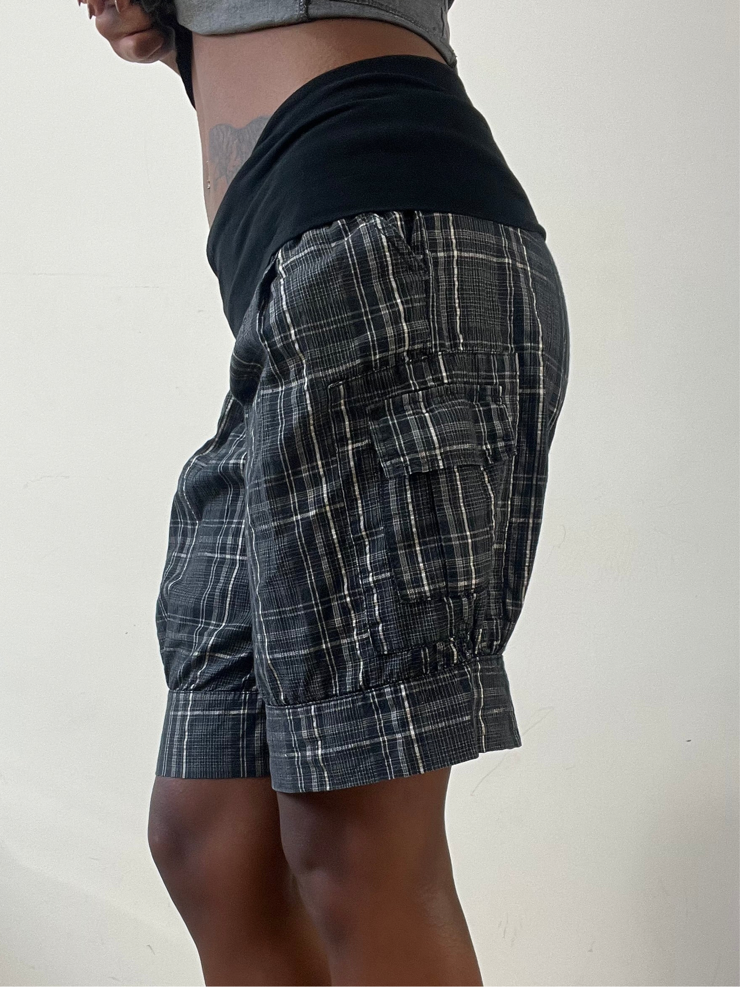 BEST PICKS | small black and grey plaid shorts with fold over waist