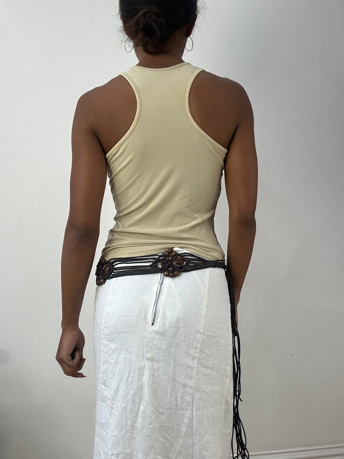 BEST PICKS | brown braided tassel belt with brown beading details