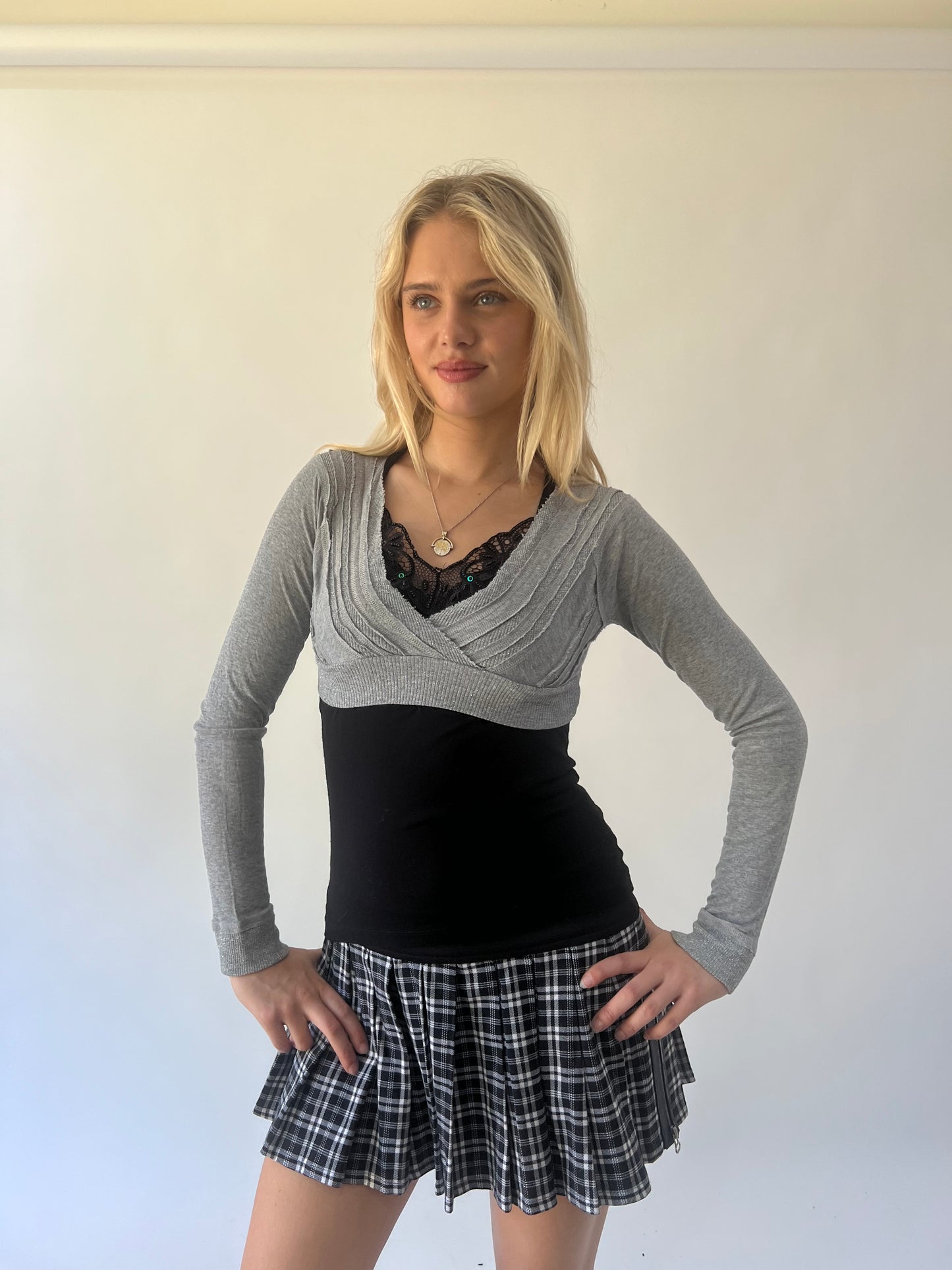 back to school drop | small grey cropped bolero cardigan