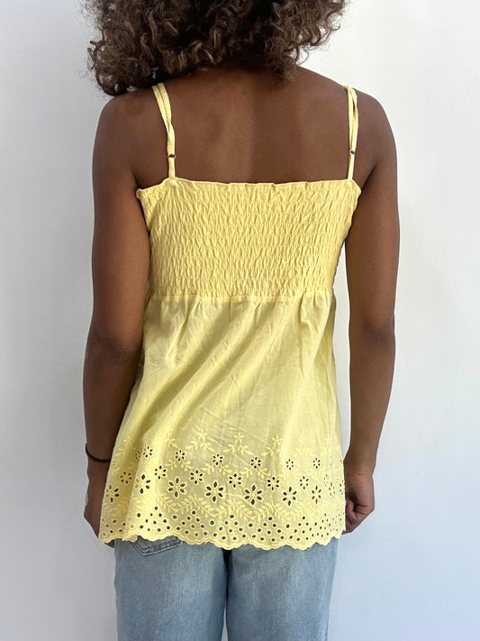 beach drop | medium yellow ruched bandeau style top