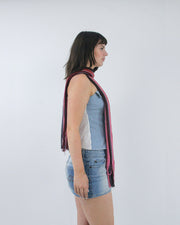 gilmore girls | pink, blue and burgundy striped knitted scarf