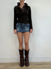 💻 vintage edit four | Größe: S · Farbe: Braun · Artikel: Cardigan · Details: Rüschen + Wickelstil