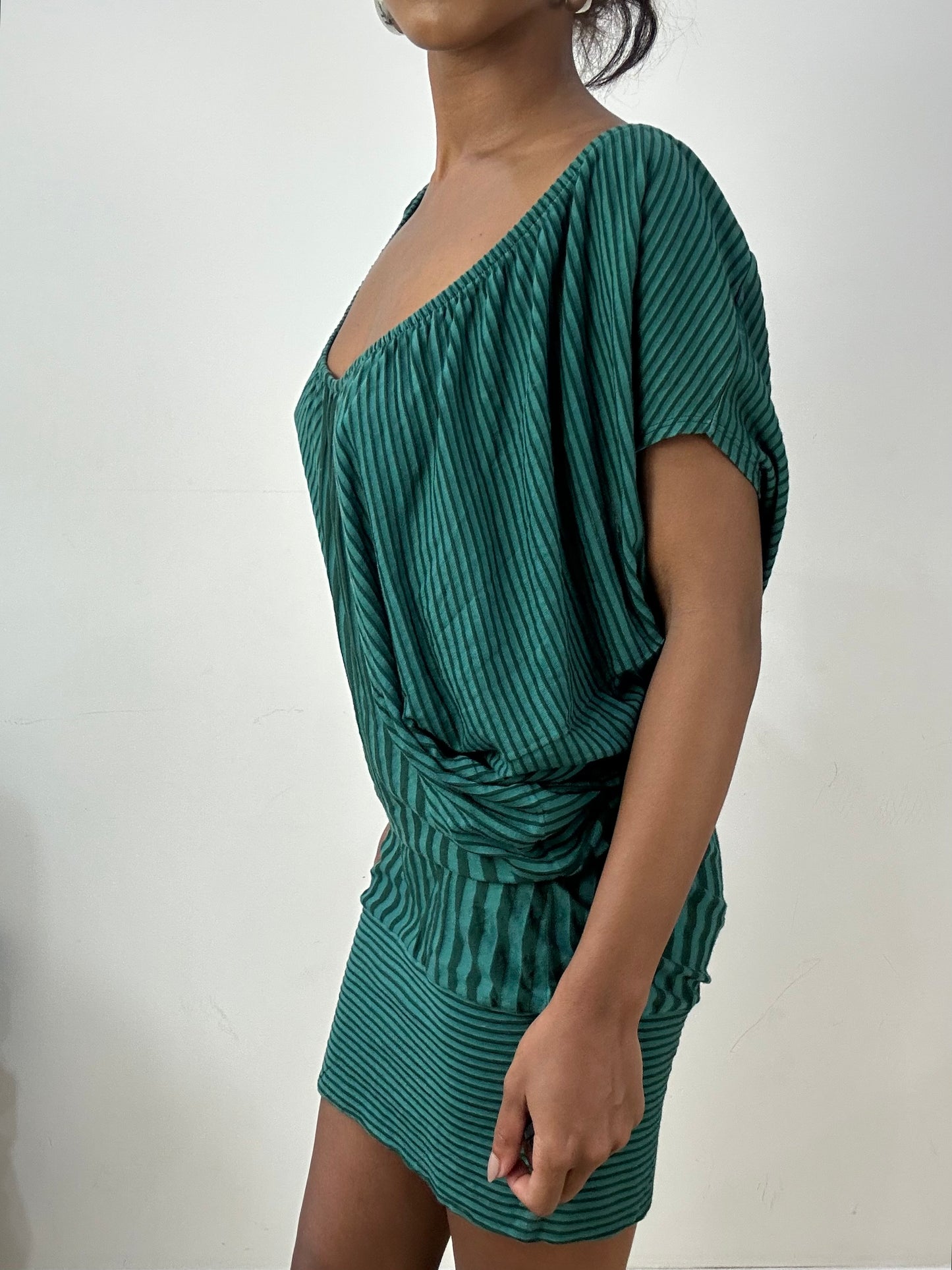 vintage edit: halloween | medium green killah striped batwing mini dress