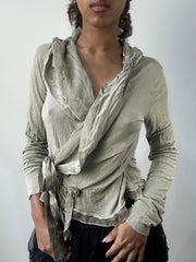 romantic grunge edit | medium grey frill long sleeve wrap top