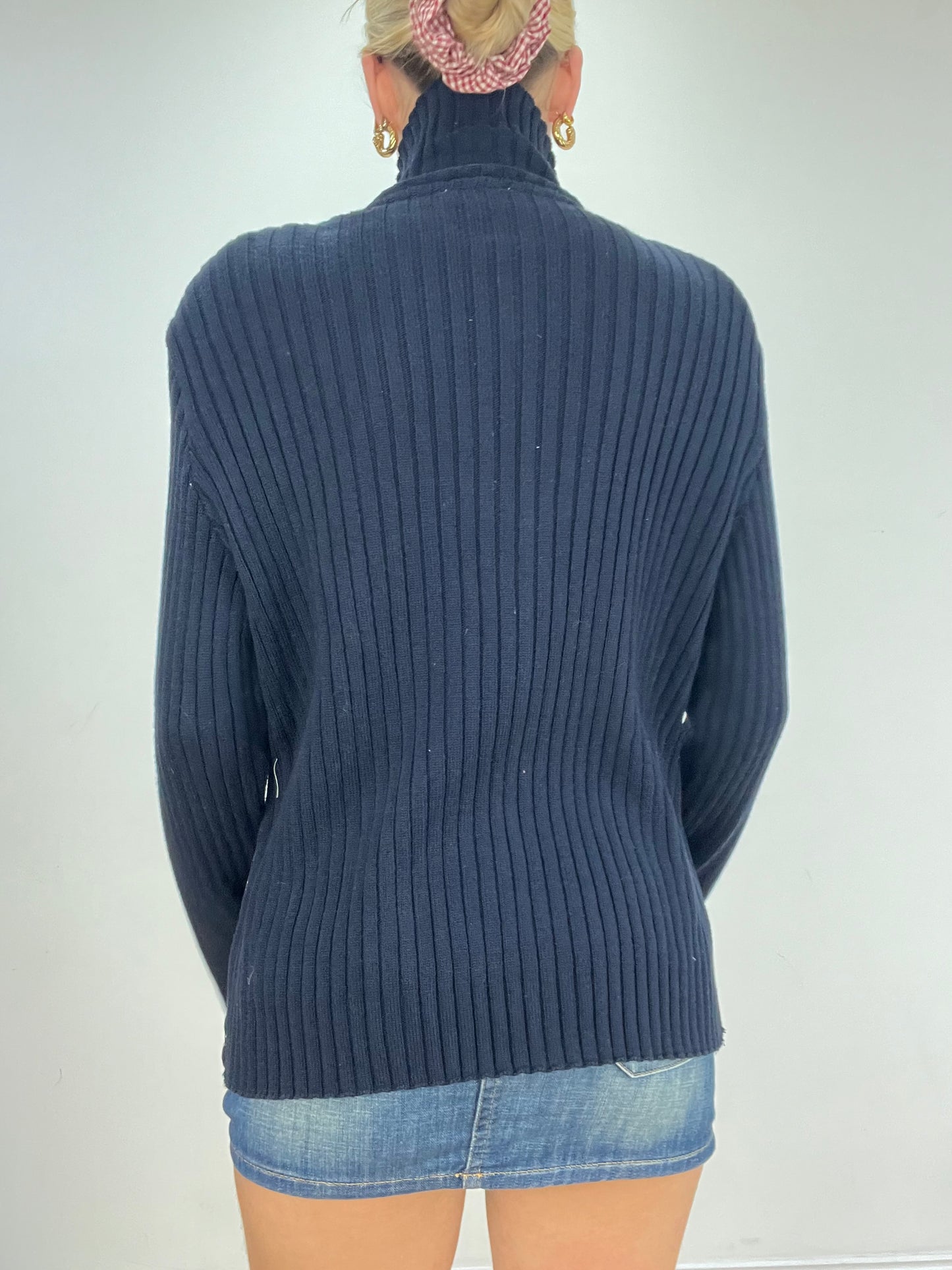 💻 vintage edit five | medium blue denim patchwork dual zip jumper