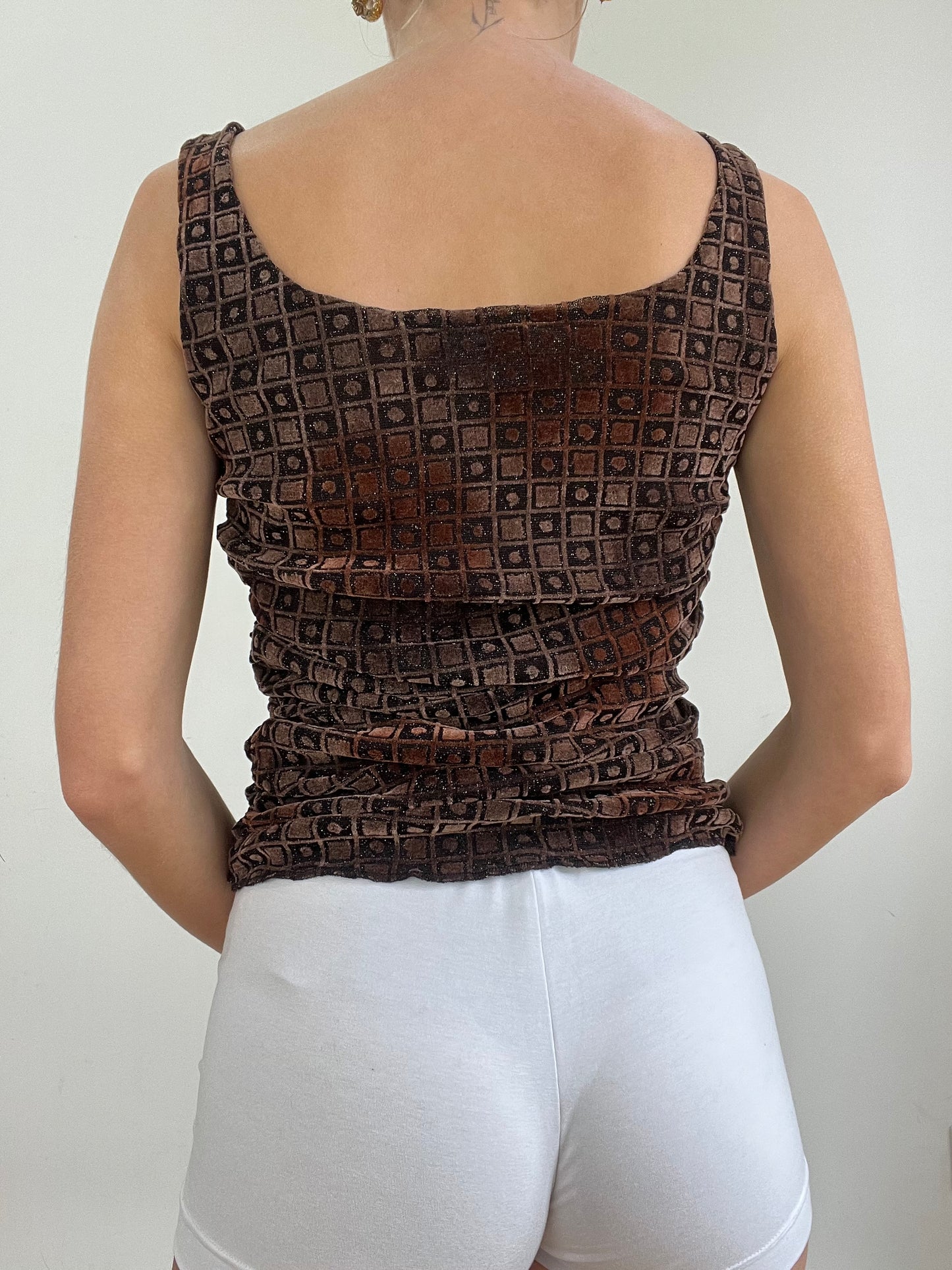 #341 SAMPLE SALE | small brown velour corset style top