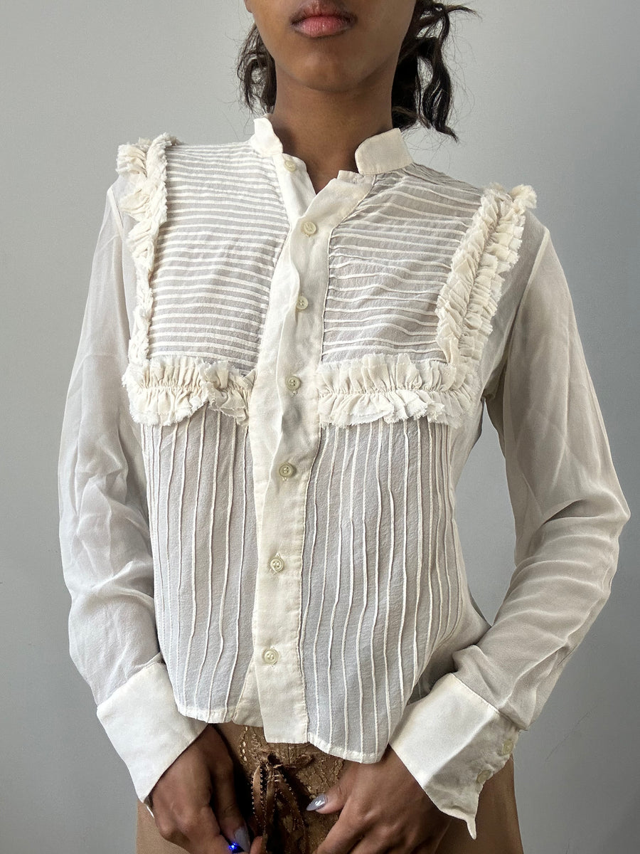 romantic grunge edit | small cream sheer long sleeve top