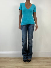 winter edit | small blue knit short sleeve top
