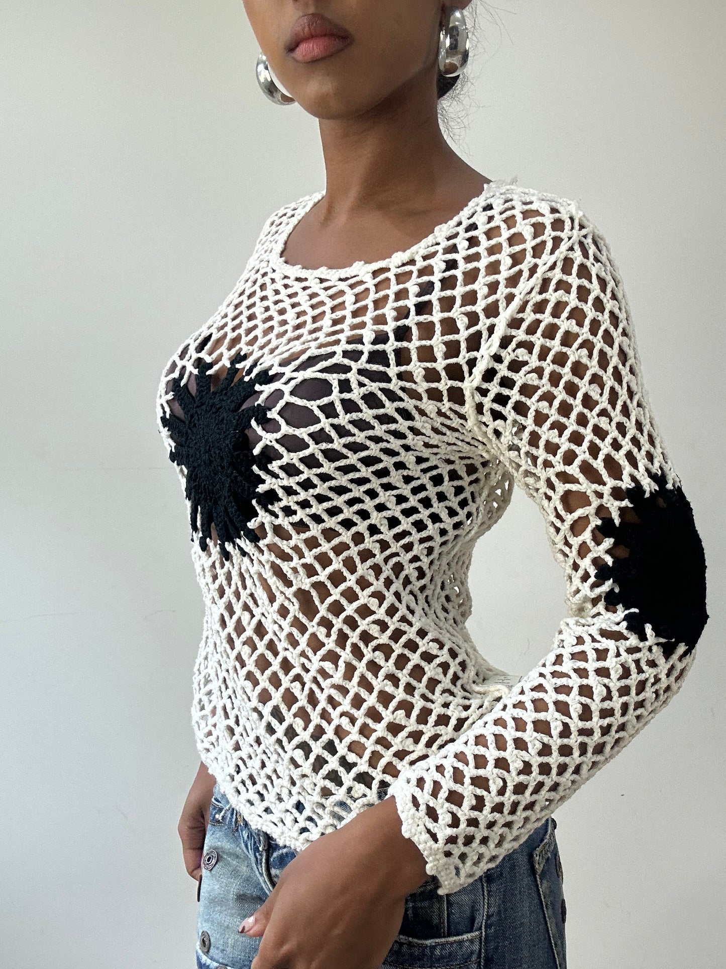 vintage edit thirty-one | small white crotchet long sleeve top