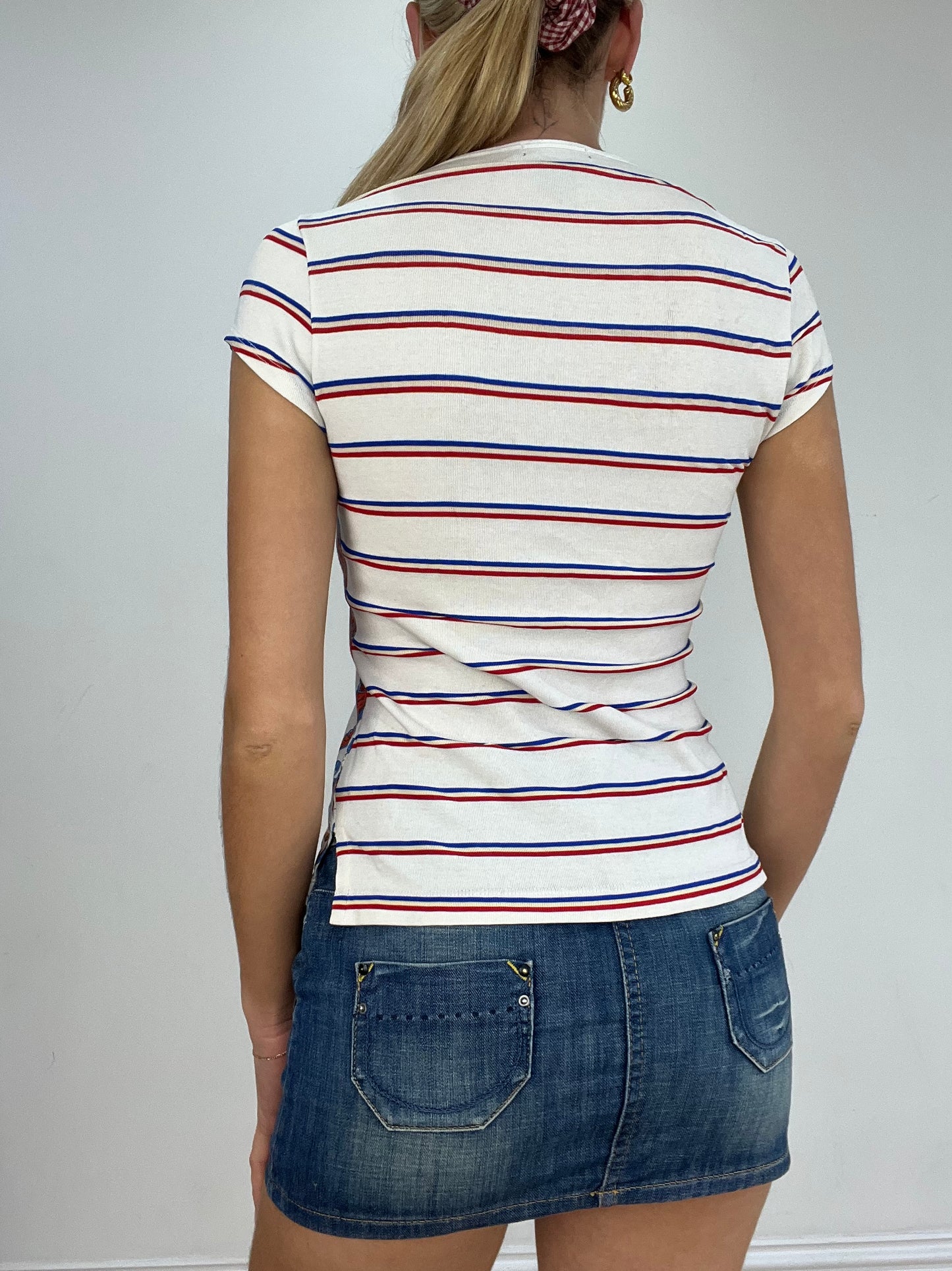 💚 vintage edit five | small white and blue custo barcelona top