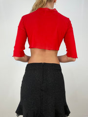💻HALLOWEEN | small red mesh tie up top