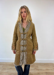 large beige embroidered afghan coat