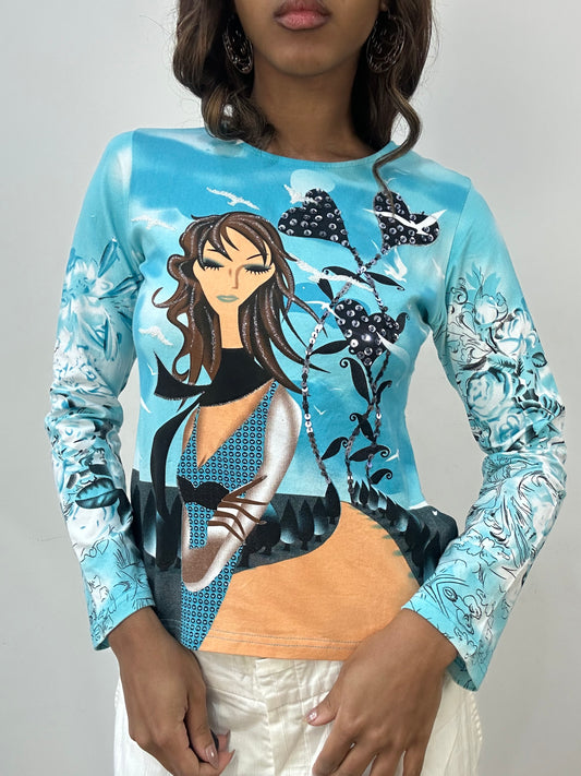 vintage edit: fashion week | small blue custo barcelona long sleeve top