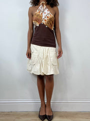 💻vintage edit thirty-four | small beige bubble midi skirt
