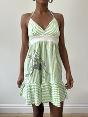 💻💚vintage edit thirty-one | taille: S · couleur: vert · article: robe · détails: encolure dos-nu + rayé + longueur mini