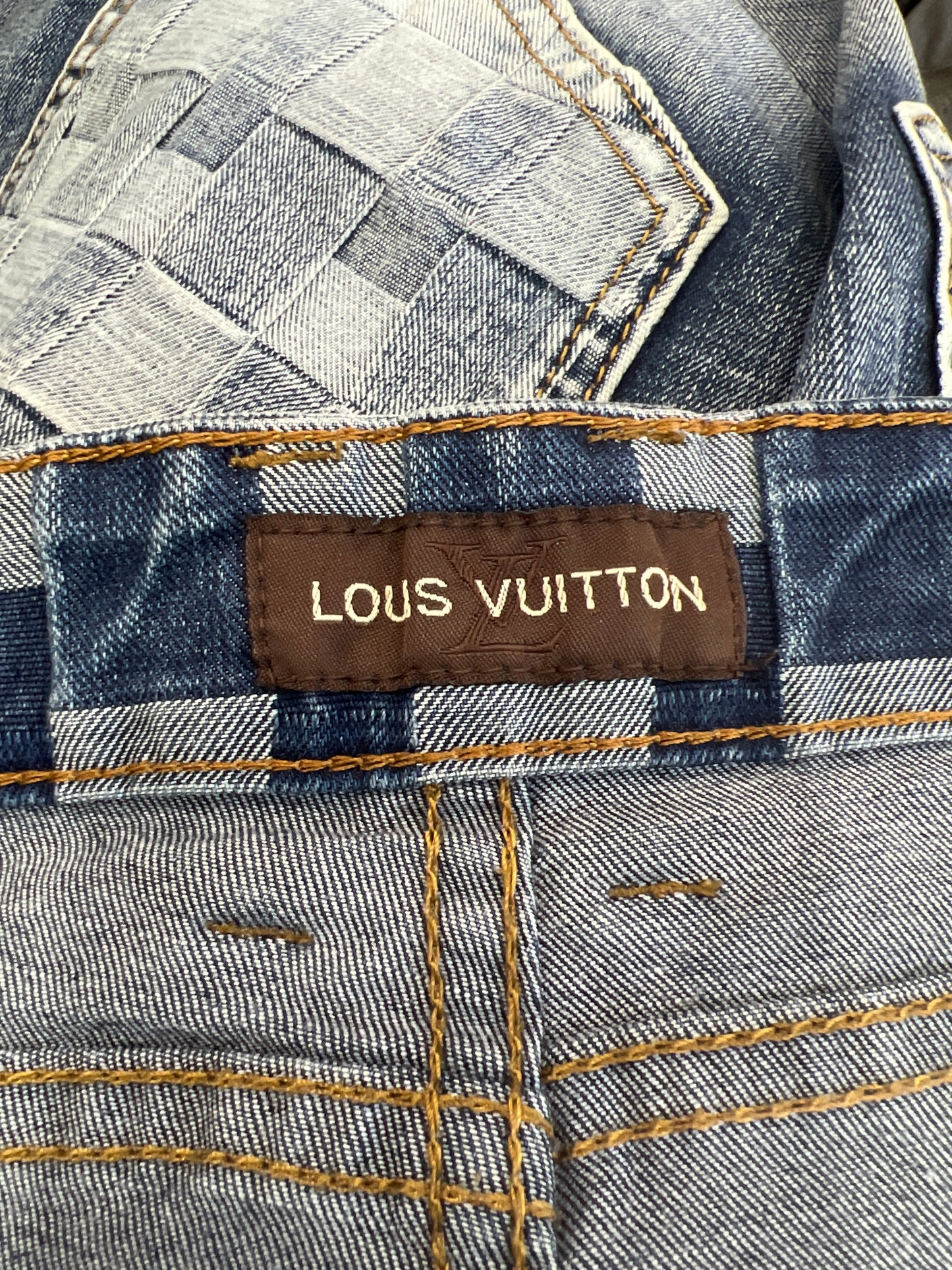 vintage edit thirteen | extra large louis vuitton style checkered denim jeans