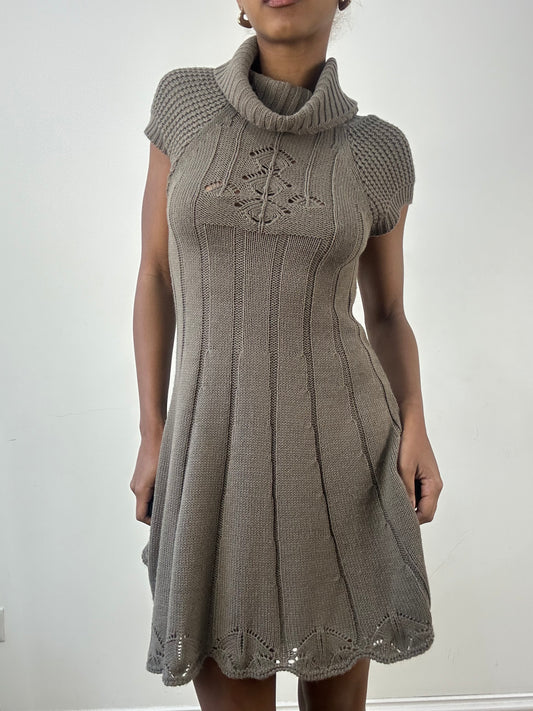 winter edit | small brown knit turtleneck mini dress