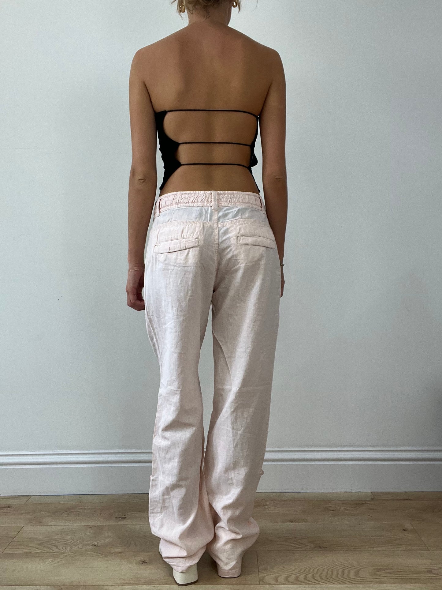 BEST PICKS | small baby pink old h&m linen trousers with tie waist detail