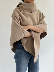 autumn picks | one size khaki button detail cape coat