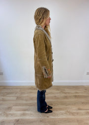 large beige embroidered afghan coat
