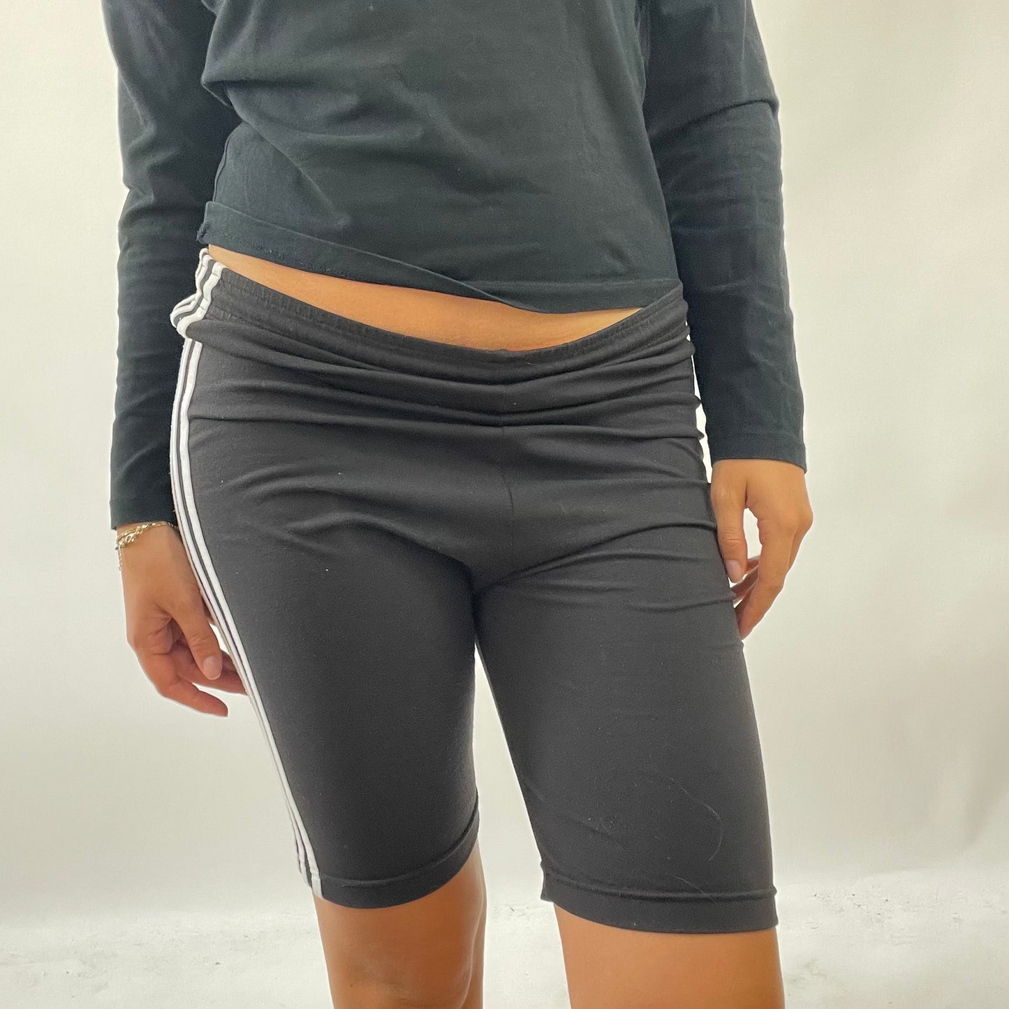 AMELIA GRAY DROP | small black adidas cycling shorts