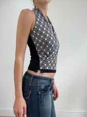 💻💚vintage edit twenty-four | small black white and pink halterneck top