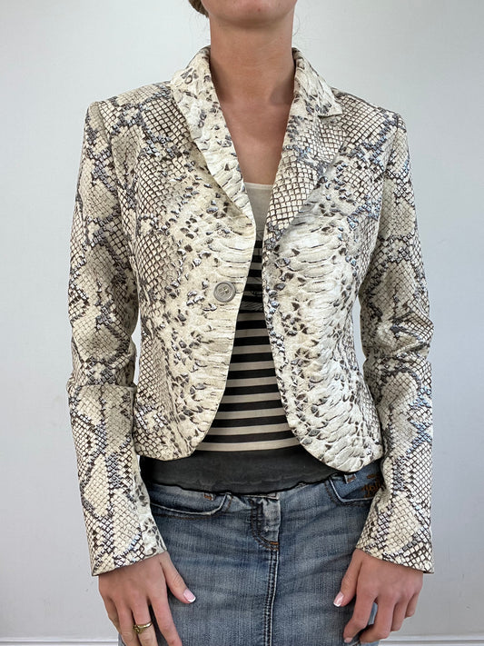 vintage edit twenty | small grey and white snakeskin print jacket