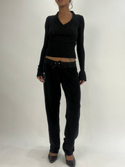 💚vintage edit thirty-five | medium black juicy couture tracksuit bottoms