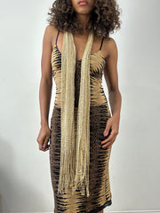 vintage edit thirty-four | gold glitter tassel scarf