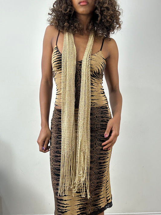 vintage edit thirty-four | gold glitter tassel scarf