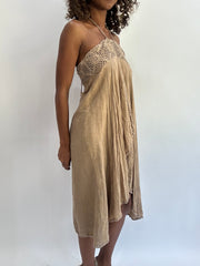 beach drop | taille: S · couleur: marron · article: haut · détails: encolure dos-nu + asymétrique