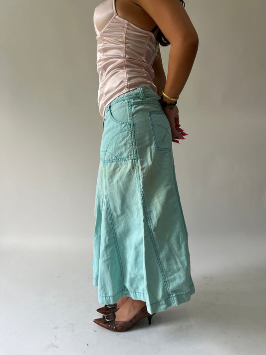 SATC drop | falda maxi azul aqua turquesa mediana