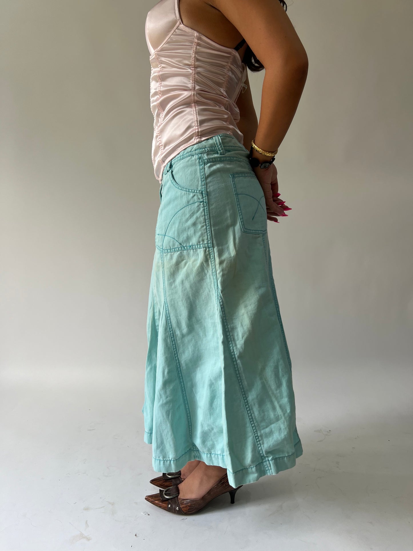SATC drop | medium aqua turquoise blue maxi skirt