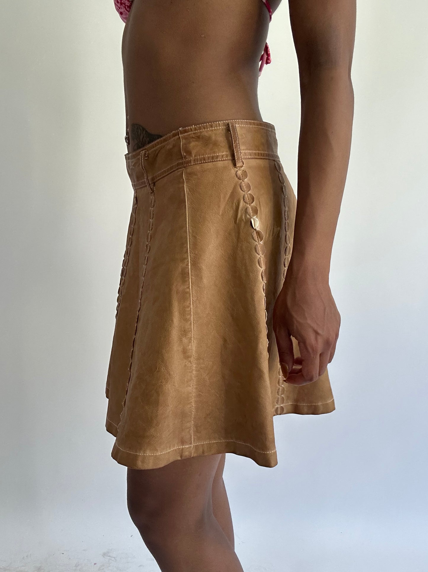 BEST PICKS | small/medium brown leather style midi skirt