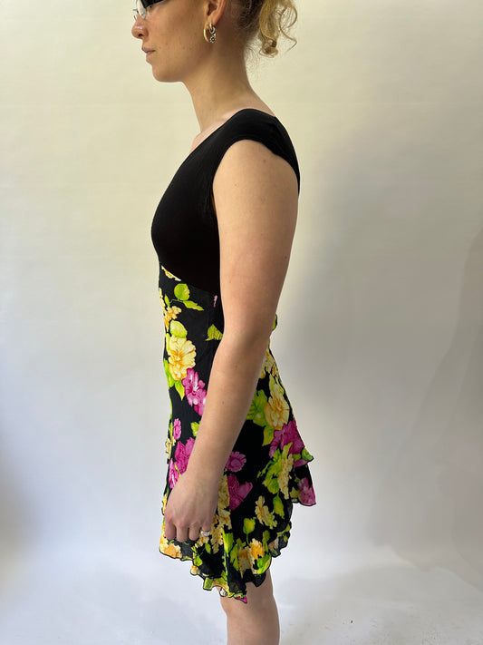 devil wears prada | small black floral mini dress