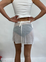 COACHELLA DROP | small black sheer white wrap skirt with iridescent sequins