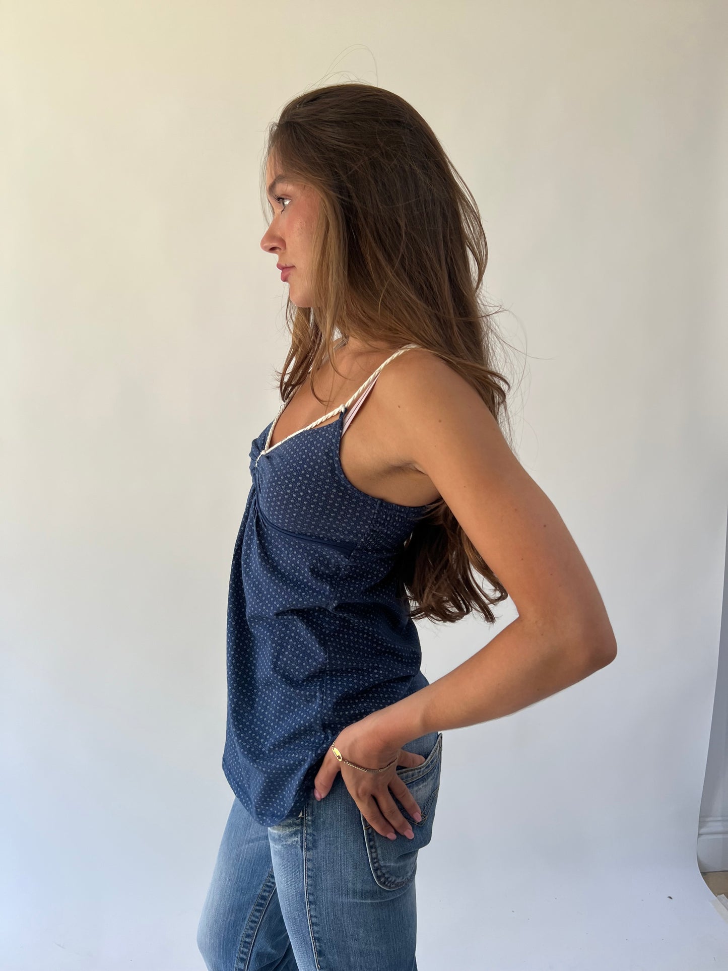 back to school drop | small blue patterned cami top