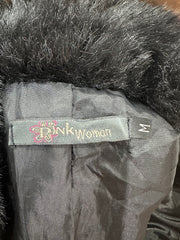 vintage edit: indie sleaze | medium black faux fur zip up jacket