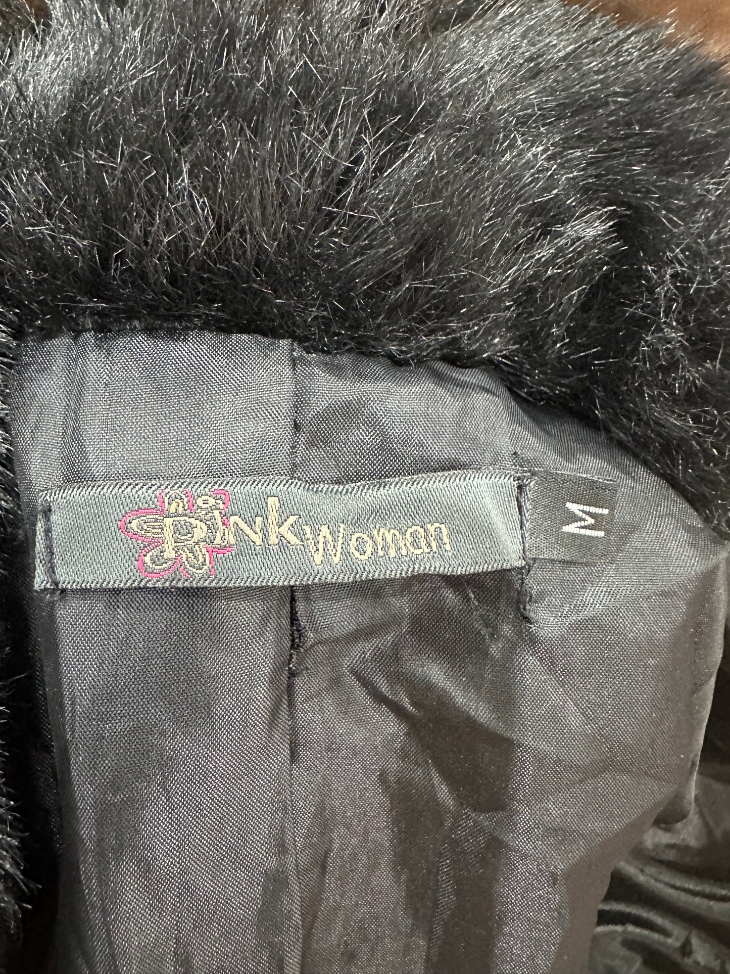 vintage edit: indie sleaze | medium black faux fur zip up jacket