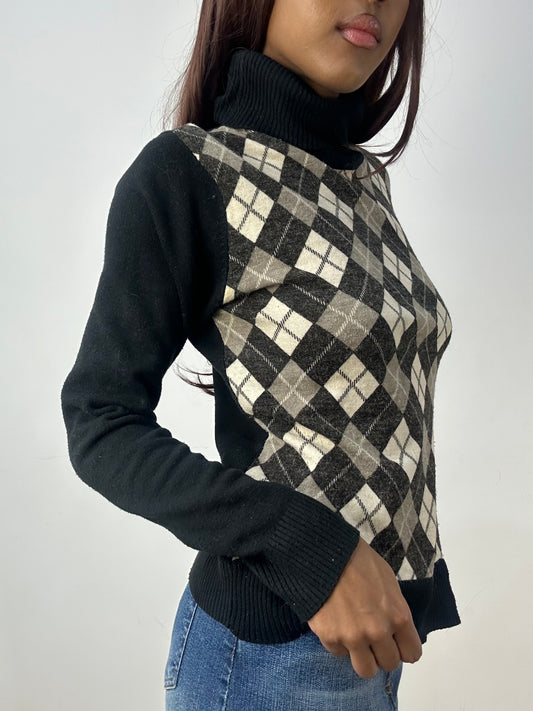 BEST PICKS | medium black and brown argyle print jumper
