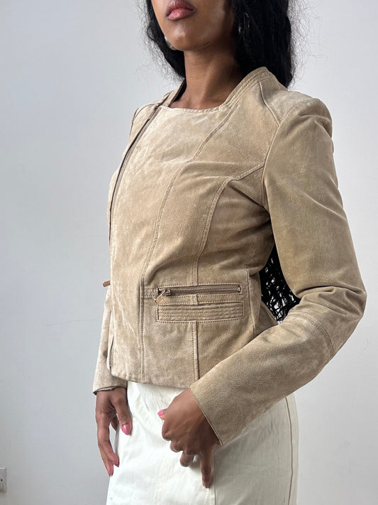 vintage edit: festival | small tan mango leather jacket