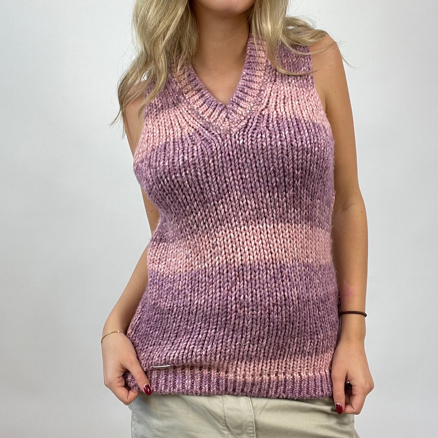 CHALET GIRL DROP | small pink striped sweater vest