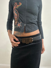 winter edit | black gaultier jeans leather belt with logo buckle