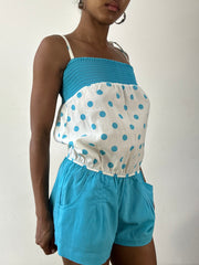vintage edit twenty-seven | Größe: S · Farbe: Blau + Weiß · Artikel: Playsuit · Details: Punkte